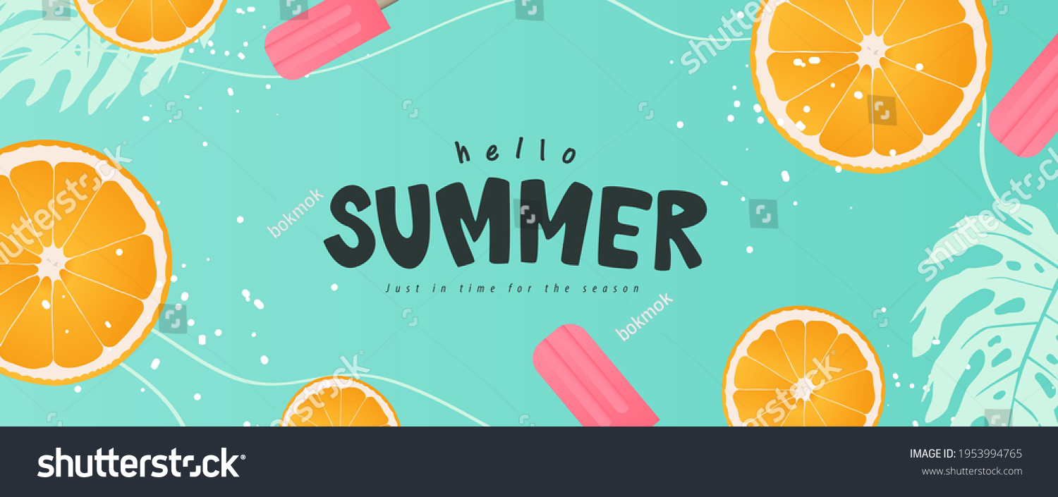 Farbiges Sommer-Hintergrund Layout Banner Design. Horizontales Poster, Grußkarte, Kopfzeile für die Website – Stockvektorgrafik
